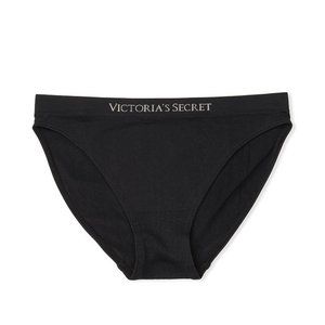 VICTORIA'S SECRET BLACK SEAMLESS LOGO BIKINI BOTTOMS